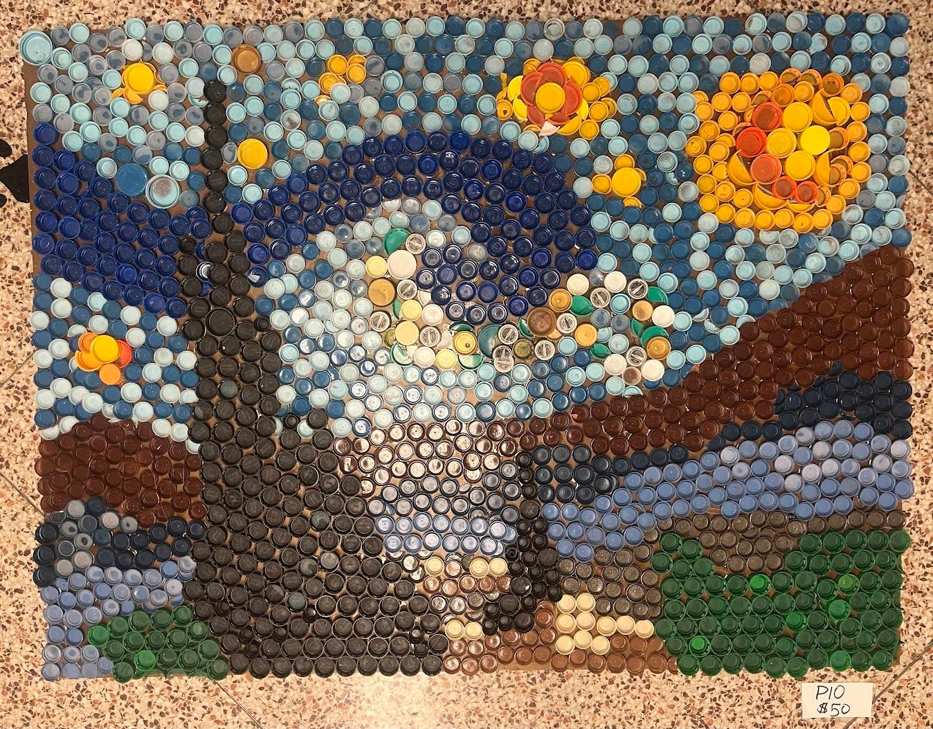 P-10 Starry recycled cap art mosaic